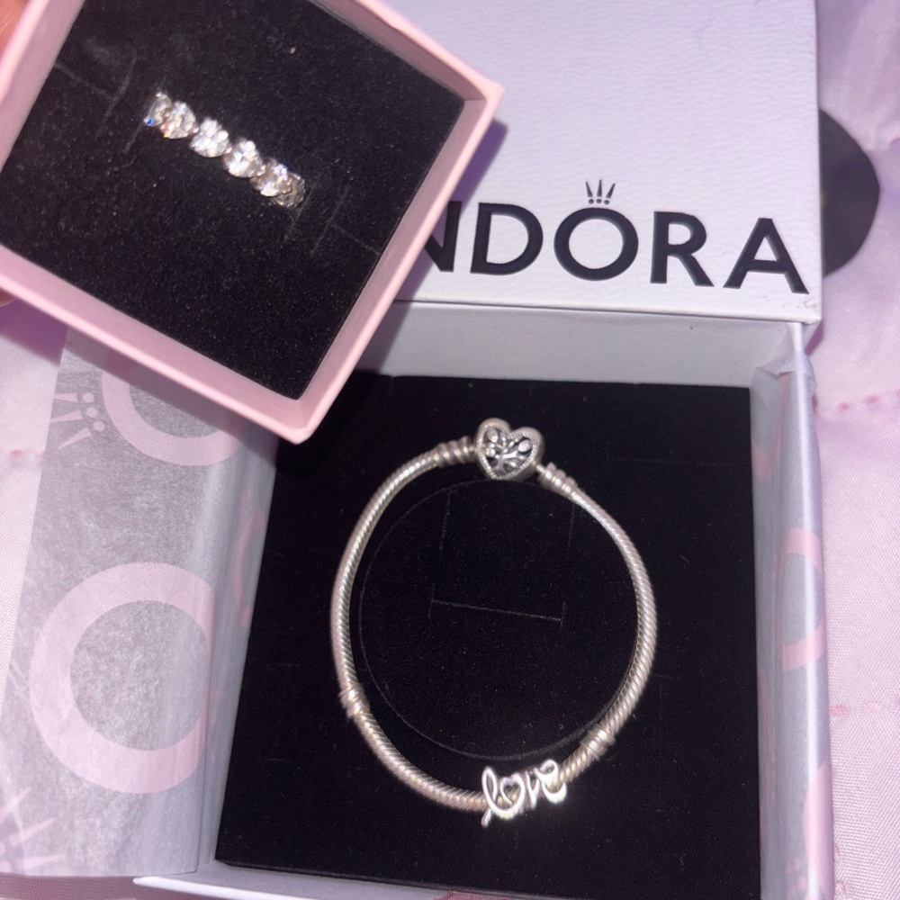 Pandora Silver Charm Bracelet/Ring